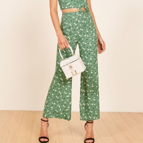 Reformation Brandi Green Floral Print 
